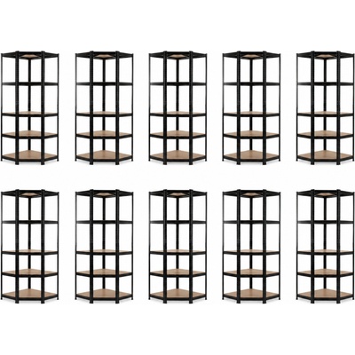 Mamutex Standard Regál rohový 180 x 70 x 40 x 42,5 cm čierny 5 políc 10 ks
