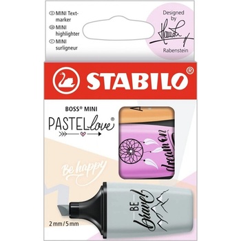 STABILO Комплект текст маркери, Stabilo, Boss Mini Pastel Love 2.0 ST07/03-59, 3 цвята (ST07/03-59)