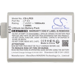 Cameron sino CANON LPE5 LiIon - Батерия за камера, 7.2 V 1080 mAh Cameron Sino; CS-LPE5 (CS-LPE5)