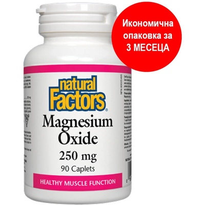 Natural Factors Магнезий (оксид) 250 mg 90 каплети | Natural Factors (1654 NF)
