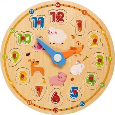 Playtive dřevěná hra puzzle s hodinami