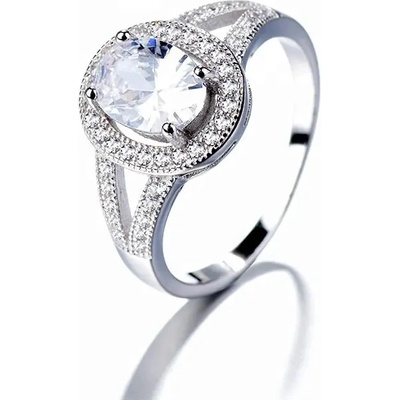 Majya Stříbrný prsten MARINA čirý kámen osázený zirkony 10070 6