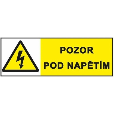 Značka výstrahy - Pozor pod napětím ! Fólie 9 x 3,2 cm, aršík 18 ks