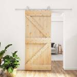 vidaXL Преплъзваща се врата 90 x 210 cm Масивна борова дървесина (3445024)