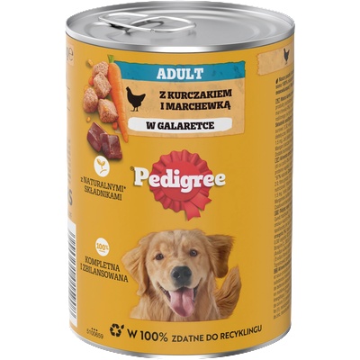 PEDIGREE Adult 400g консерва - пълноценна влажна храна за възрастни кучета, с пилешко месо и моркови в желе