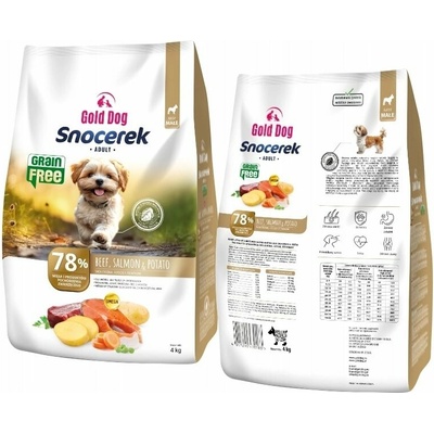 Gold Dog Snocerek Grain Free Small breeds Hovězí a losos brambor 4 kg