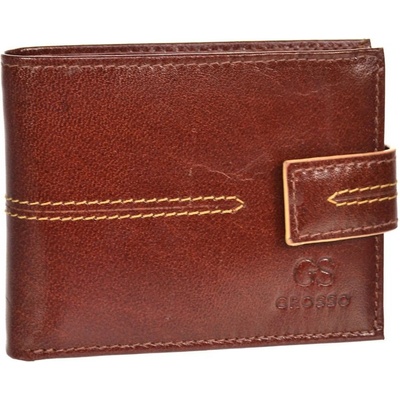 Grosso Koňakovo pánska kožená peňaženka RFID so zápinkou v krabičke hnědá