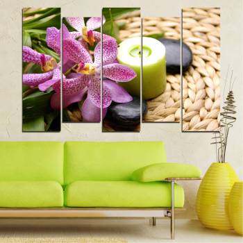 Vivid Home Декоративни панели Vivid Home от 5 части, Цветя, PVC, 110x65 см, 3-та Форма №0570