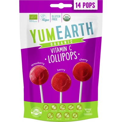 YumEarth BIO Ovocná lízátka Jahoda Třešeň Lesní plody 87 g