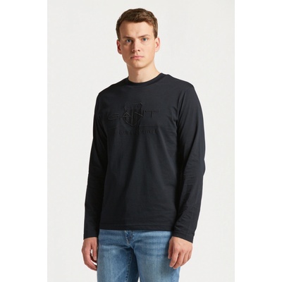 Gant tričko Reg Tonal Shield LS čierne