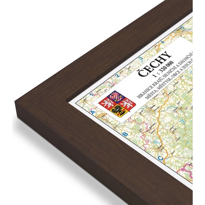 Excart Maps Čechy - obří nástěnná mapa 190 x 137 cm Varianta: mapa v dřevěném rámu, Provedení: Pegi skořice