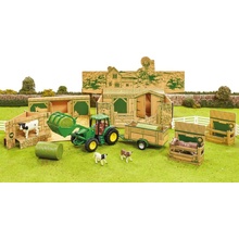 Britains Accessories Diorama Farm Building With Tractor John Deere And Trailer Zelená Žlutá 1:32