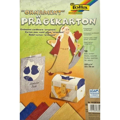 Sada kreativních embosovaných papírů Ornament 220g/m2 23x33cm - 10listů