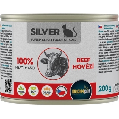 IRONpet Silver Cat Hovězí 100% masa 3 x 200 g