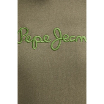 Pepe Jeans Памучен суичър Pepe Jeans NEW JOE HOODIE в зелено с качулка с апликация PM582716 (PM582716)