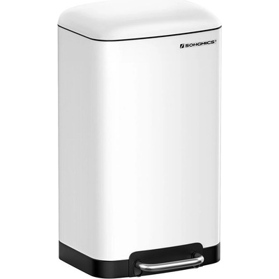SongmicsHome Odpadkový kôš s pomalým zatváraním SLOW, 30 l, biela LTB01W