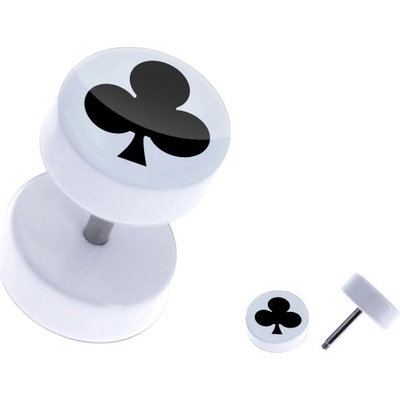Šperky eshop falešný akrylový plug do ucha s trojlistem v kruhu AA41.02