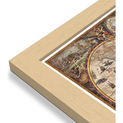 RayWorld Svět - nástěnná mapa Ray World Vintage 140 x 100 cm Varianta: mapa v dřevěném rámu, Provedení: Pegi přírodní