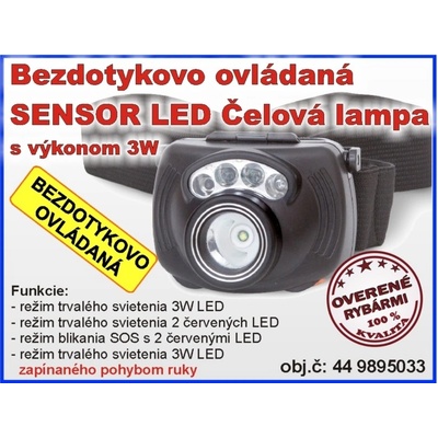 čelovka led se senzorem 3W Zebco