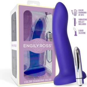 Engily Ross Dildox Vibrating Color Changing Liquid Silicone Dildo 17cm Purple