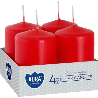 BISPOL Pillar candle red 4x6 cm 4 pcs