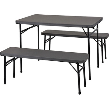 Image 1 of ПИКНИК КОМПЛЕКТ МАСА И 2 СТОЛА 102х61хh70см ТЪМНО СИВ (cm1000020)
