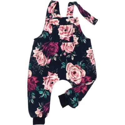 Dětské laclové kalhoty s kytičkami