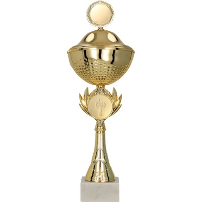 Kovová trofej s poklicí Zlatá Výška: 32 cm Průměr: 14 cm