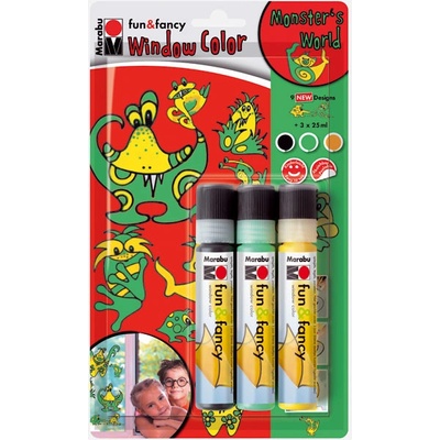 Marabu Window Color sada Monsters World, 3x25ml
