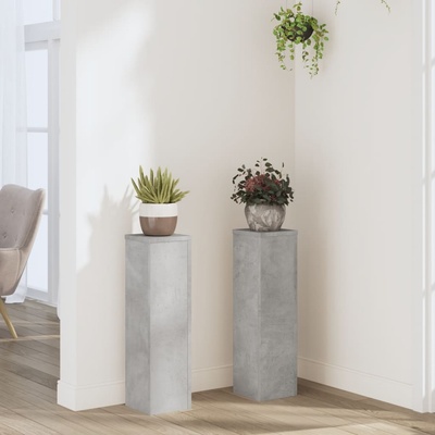 vidaXL Стойки за растения 2 бр бетонно сив 17x17x60 см инженерно дърво (852936)