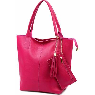 Luka Dámska veľká shopper kožená kabelka fuksiová A4 na rameno 26-036 DOLLARO