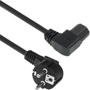 ACT Powercord мрежов конектор Schuko CEE 7/7 мъжки (под ъгъл) - C15 (под ъгъл ляв) IEC 60320 1, 5 м черен AK5347 (AK5347)