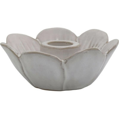 Béžový keramický svícen ve tvaru květu Massy - Ø 10*4 cm - Chic Antique