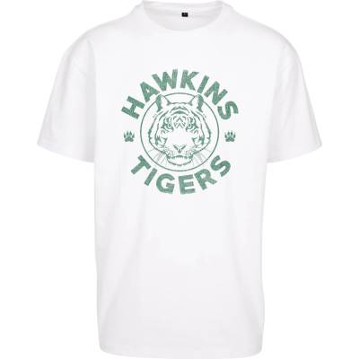 MERCHCODE Тениска Stranger Things Hawkins Tigers Oversize Tee white XXLUB-MC1468-00220 - Черен, размер L