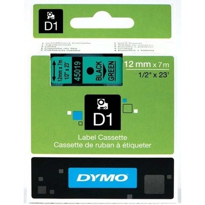 Dymo originál páska do tlačiarne štítkov, Dymo, 45019, S0720590, čierny tlač/zelený podklad, 7m, 12mm, D1