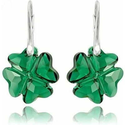 Swarovski Elements Clover krystal 23 mm Stříbrné náušnice visací růžový čtyřlístek 31262.1