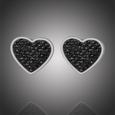 Victoria Filippi Stainless Steel ocelové náušnice se zirkonem Yara Black pecky srdce NAUE20036-3/13 stříbrná