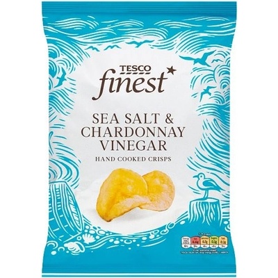 Tesco Finest Smažené zemiakové lupienky s príchuťou vínneho octu Chardonnay, s morskou soľou 150 g