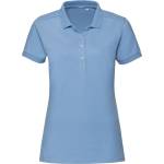 Russell Athletic 566F / Дамска еластична поло тениска с къс ръкав - цвят sky XL (10566F46404)