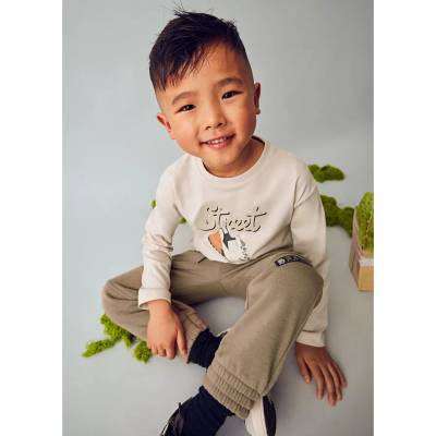 Спортен панталон active в бежов цвят с черен ластик за мини момче Mayoral