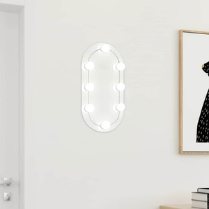 vidaXL Огледало с LED лампи, 40x20 см, овално, стъкло (3102973)