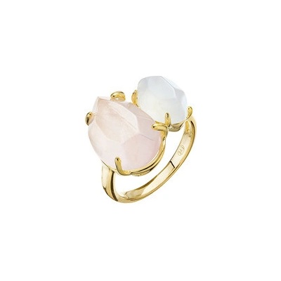 Evolution Group Pozlacený prsten pravý růženín a blue chalcedon 15025.3
