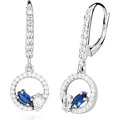 Silver Cat Strieborné náušnice so zirkónmi a syntetickými zafírmi Colored Stones SC630