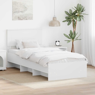 vidaXL Рамка за легло с таблото Бяло 80 x 200 cm Инженерно дърво (3408900)