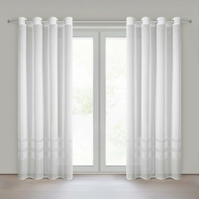 EUROFIRANY ZÁVES NA KROUŽCÍCH ELIRA 140X250 CM BÍLÁ