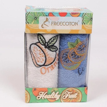 Image 1 of Хавлиени кърпи с бродерия в бяло и синьо - 2 броя