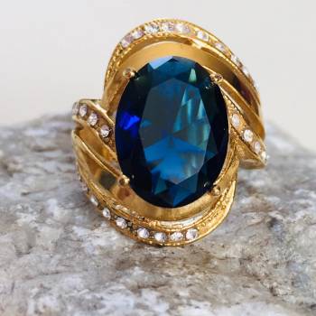 Queen prsteň Nikola s modrým kameňom 1001458