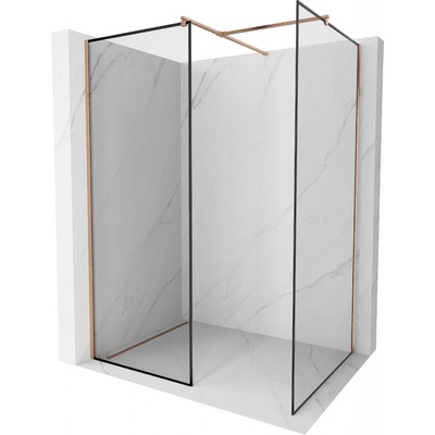 Mexen Kioto душ стена Walk-in 100 x 100 cm, черна рамка, четкана мед - 800-100-202-65-70-100 (800-100-202-65-70-100)