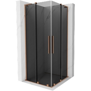 Mexen Velar L Duo плъзгаща се душ кабина 80 x 80 cm, графит, четкана мед - 871-080-080-02-43-65 (871-080-080-02-43-65)