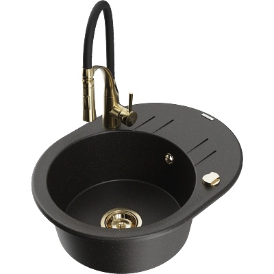 Mexen Kevin гранитна кухненска мивка с 1 отделение с отцедник и кухненски (6517-75-73450-57-G)